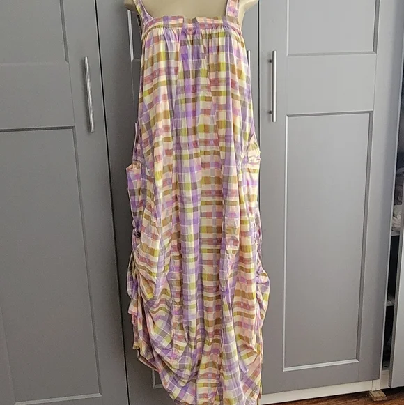 Daily Practice Plaid Halter Midi Dress in Lavender and Yellow - Picture 6 of 14